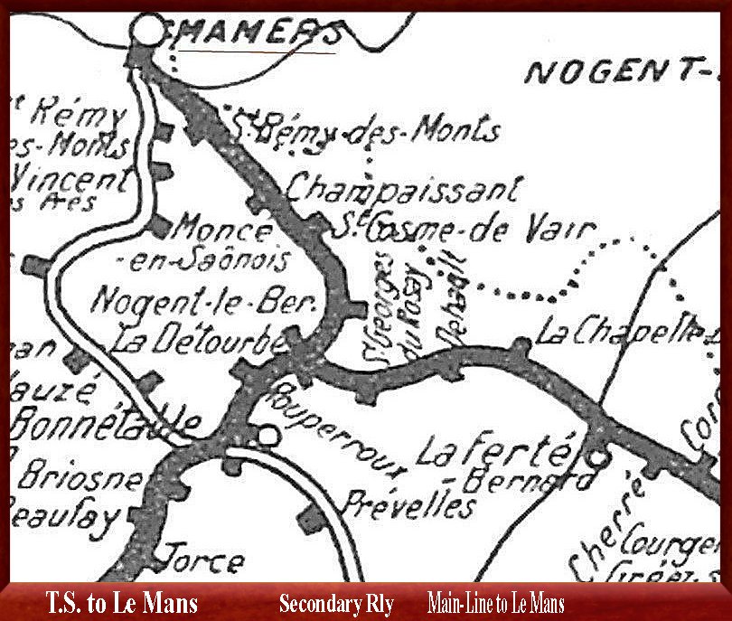 Map Trmways de La Sarthe La Détourbe and the branch-line to La Ferté-Bernard